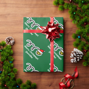 Weihnachtspapier   Weihnachtsmannmütze-Tennisball Geschenkpapier
