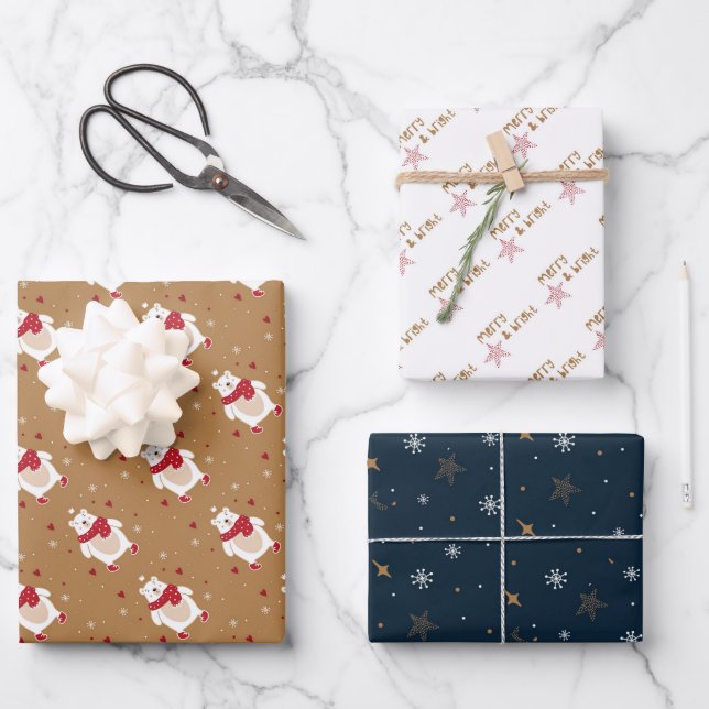 Weihnachtspapierblätter Geschenkpapier Set (Vorderseite)