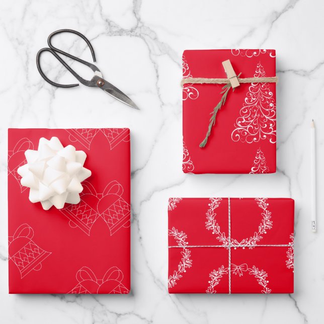 Weihnachtspapierblätter Geschenkpapier Set (Vorderseite)