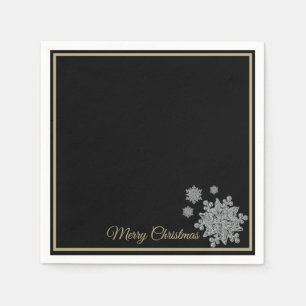 Weihnachtspapierservietten-schwarze Schneeflocken Serviette