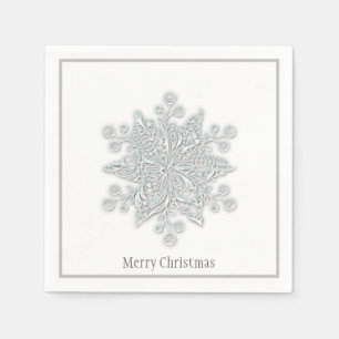 Weihnachtspapierservietten-silberne Schneeflocke Serviette