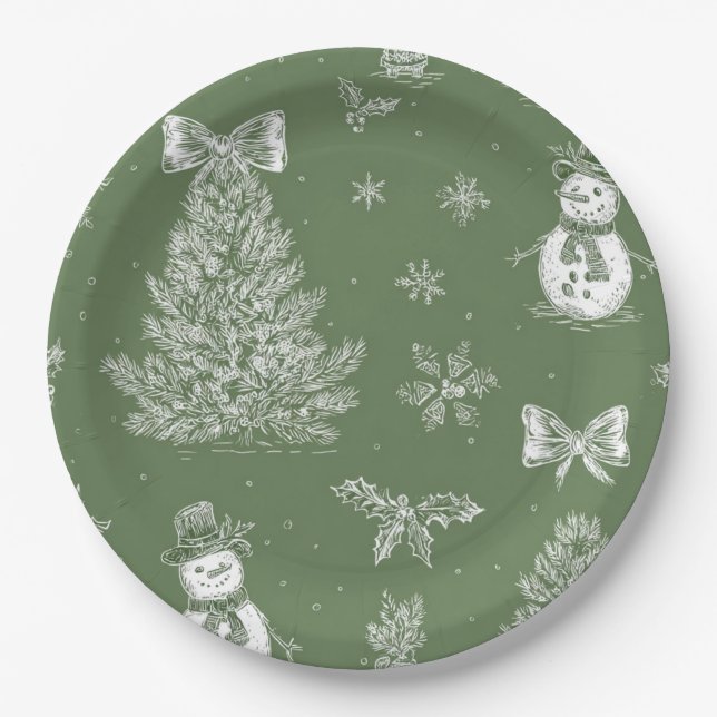 Weihnachtspapierteller grün toile pappteller (Vorderseite)