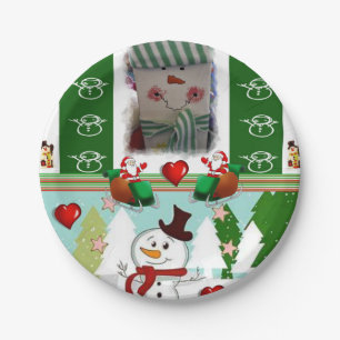 Weihnachtspapierteller, Schneemann Pappteller
