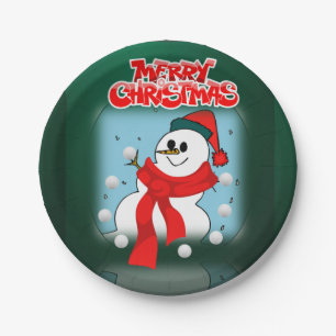 Weihnachtspapierteller, Schneemann Pappteller