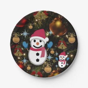 Weihnachtspapierteller, Schneemann Pappteller