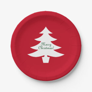WeihnachtspapierTeller   Weihnachtsbaum mit Gruß Pappteller