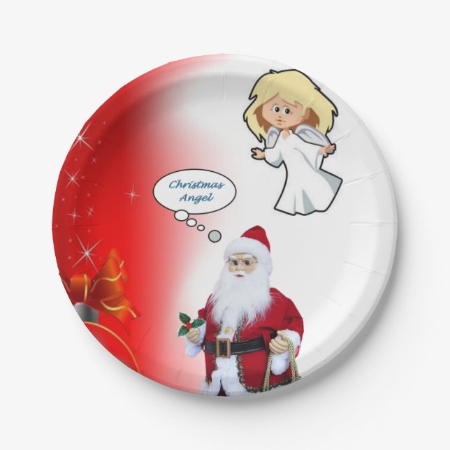 Weihnachtspapierteller, Weihnachtsmann Pappteller (Vorderseite)