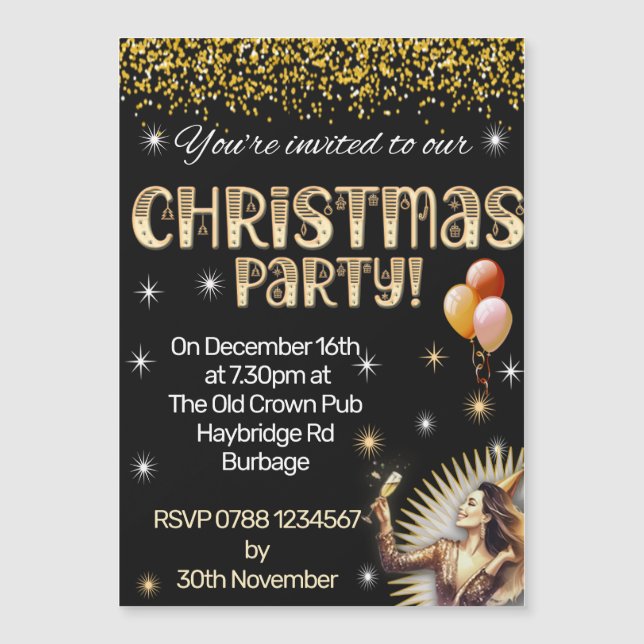 WeihnachtsParty Einladung Magnetic (Vorderseite)