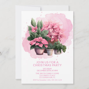 Weihnachtsparty-Einladung mit rosa Poinsettie Einladung