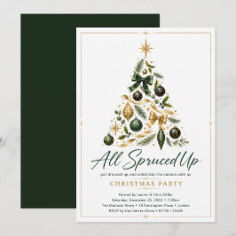 Weihnachtsparty Grün Gold Ganz Herausgeputzt Einladung