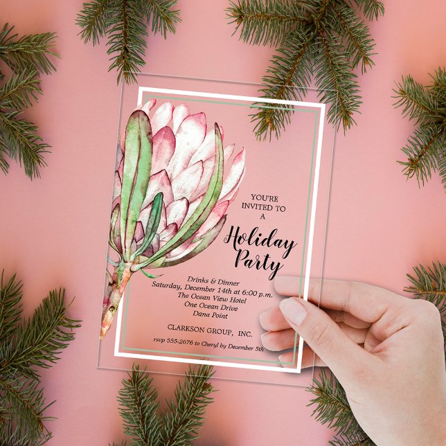 Weihnachtsparty mit Blumenmotive Acryleinladungen (Tropical floral holiday ACRYLIC Christmas party invitations)