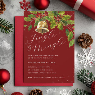 Weihnachtsparty mit festlichem Laub Jingle Mingle Einladung
