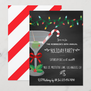 Weihnachtsparty mit festlicher Cocktail-Chalkboard Einladung