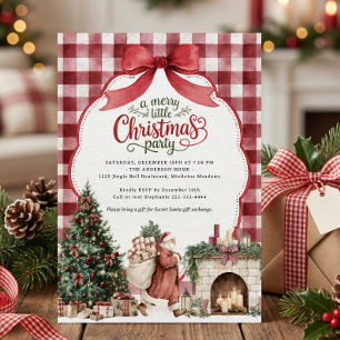 Weihnachtsparty mit Gingham-Muster Einladung