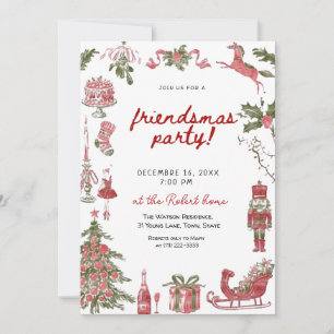Weihnachtsparty mit skurrilen Kritzeleien Einladung