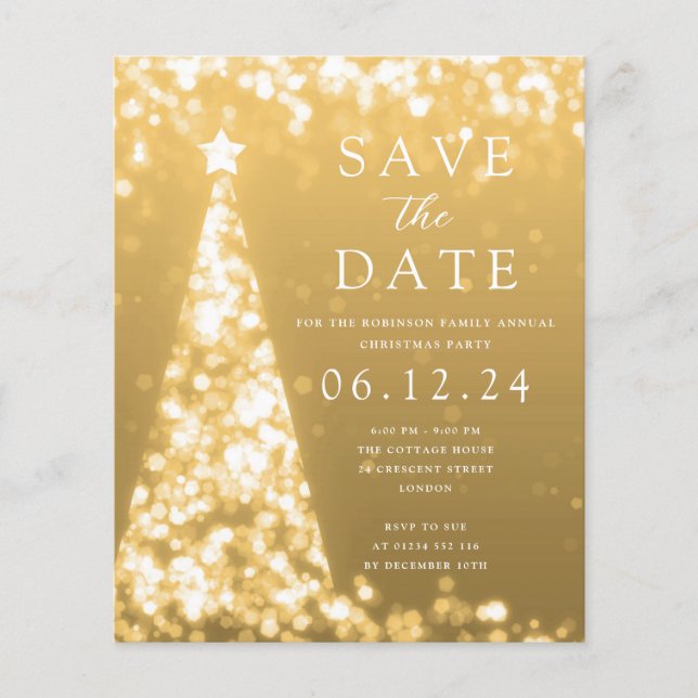WeihnachtsParty Save the Date Gold Glam Einladung Flyer (Vorne)