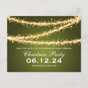 WeihnachtsParty-Save the Date Goldschnur-Lichter Ankündigungspostkarte