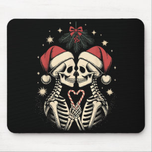 Weihnachtspassendes Gothic-Paar Dark Humor Skelett Mousepad