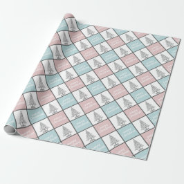 Weihnachtspastel Blau und Rosa Modernes Muster Geschenkpapier