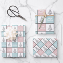 Weihnachtspastel Blau und Rosa Modernes Muster