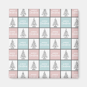 Weihnachtspastel Blau und Rosa Modernes Muster Magnet