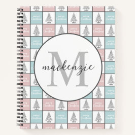 Weihnachtspastel Blau und Rosa Modernes Muster Notizbuch