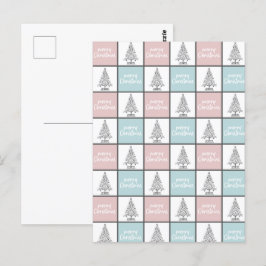 Weihnachtspastel Blau und Rosa Modernes Muster Postkarte