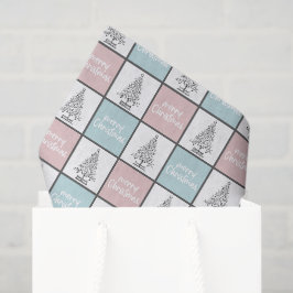 Weihnachtspastel Blau und Rosa Modernes Muster Seidenpapier