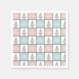 Weihnachtspastel Blau und Rosa Modernes Muster Serviette