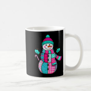 Weihnachtspatchwork-Schneemann Preppy Retro für Da Kaffeetasse