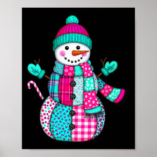 Weihnachtspatchwork-Schneemann Preppy Retro für Da Poster