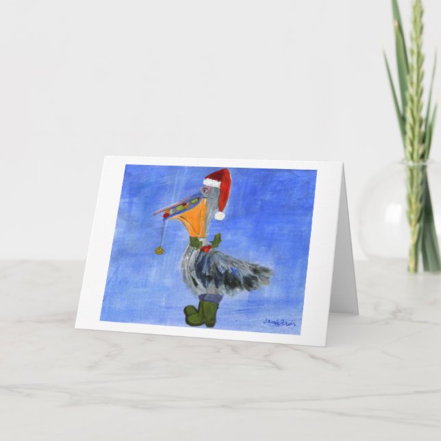 Weihnachtspelikan Feiertagskarte (Vorderseite)
