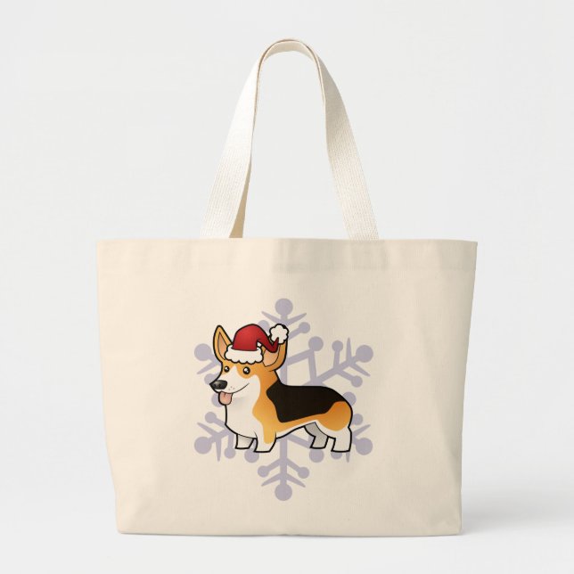 Weihnachtspembroke-WaliserCorgi Jumbo Stoffbeutel (Vorne)