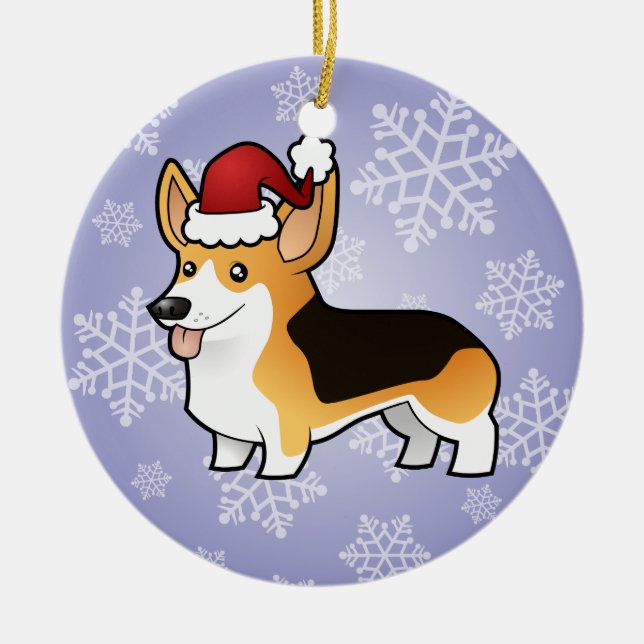 Weihnachtspembroke-WaliserCorgi Keramik Ornament (Vorne)