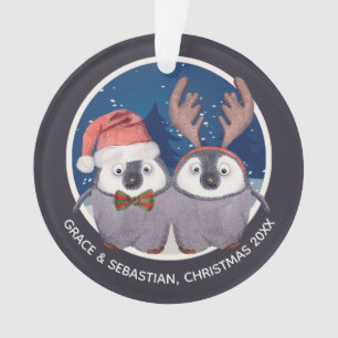 Weihnachtspenguin Couple Niedlicher Weihnachtsmann Ornament