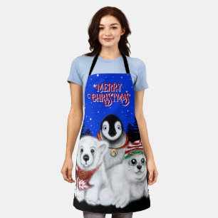 Weihnachtspenguin Eisbär-Siegel personalisieren Schürze
