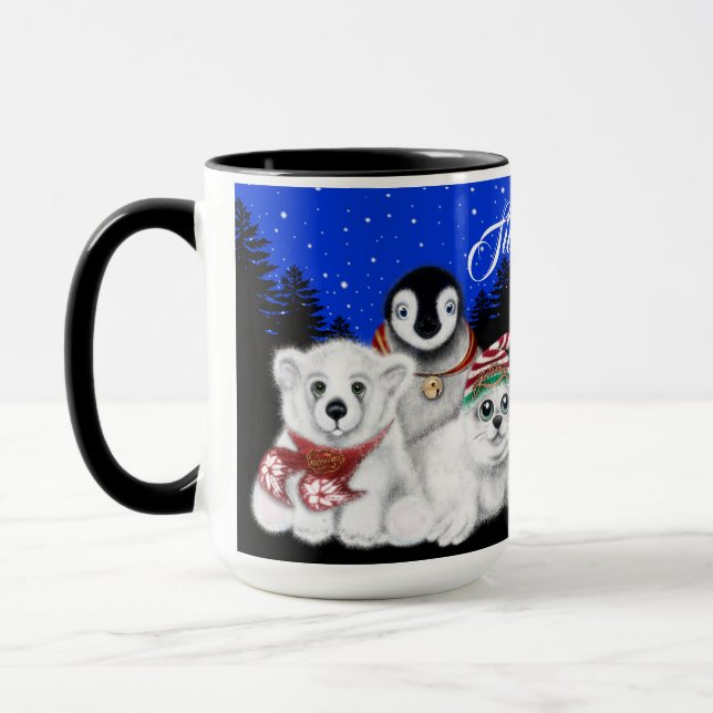 Weihnachtspenguin Eisbärenjunge Siegel Tasse (Links)