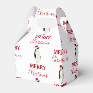 Weihnachtspenguin Funny Animal mit Weihnachtsmannm Geschenkschachtel