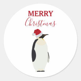 Weihnachtspenguin Funny Animal mit Weihnachtsmannm Runder Aufkleber
