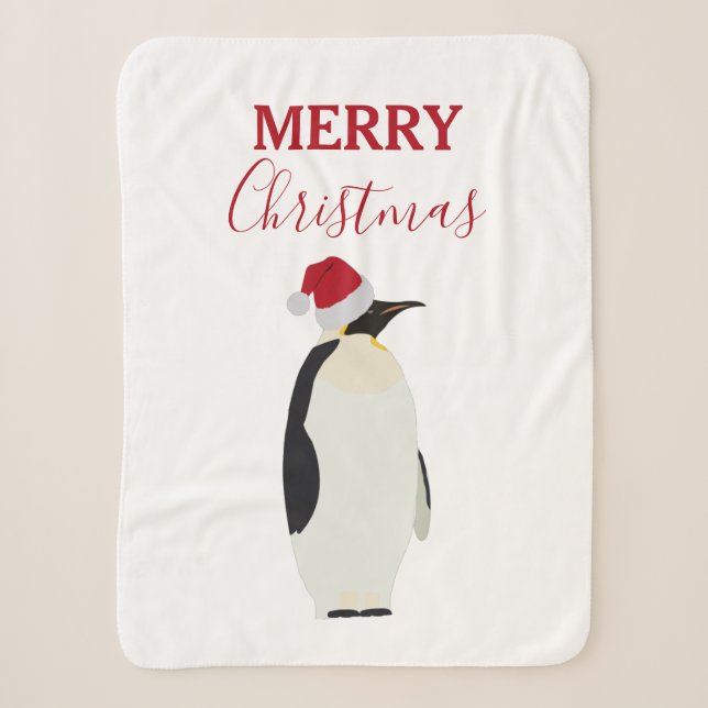 Weihnachtspenguin Funny Animal mit Weihnachtsmannm Sherpadecke (Vorderseite)
