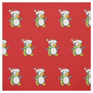 Weihnachtspenguin geht auf Schneepattern Stoff