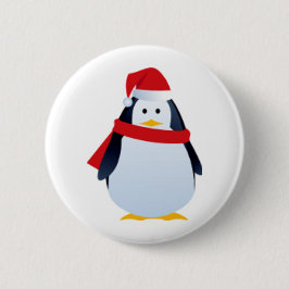WeihnachtsPenguin in einer Weihnachtsmannmütze Button