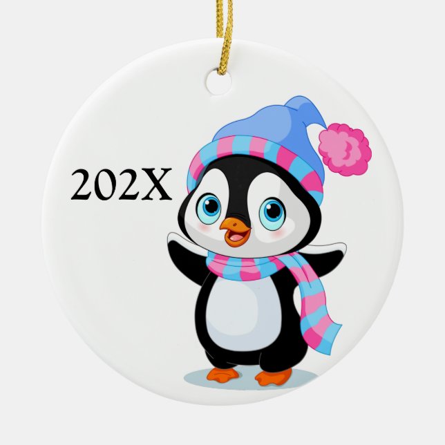 Weihnachtspenguin  keramik ornament (Vorne)