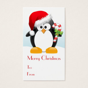 Weihnachtspenguin mit Candy Cane Gift Tags