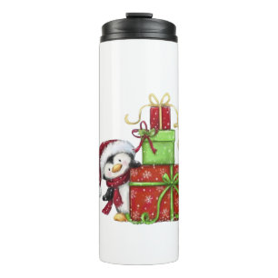 Weihnachtspenguin mit Geschenken - Festliche Fun-D Thermosbecher