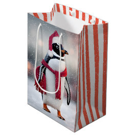 Weihnachtspenguin mit rotem Scarf Mittlere Geschenktüte