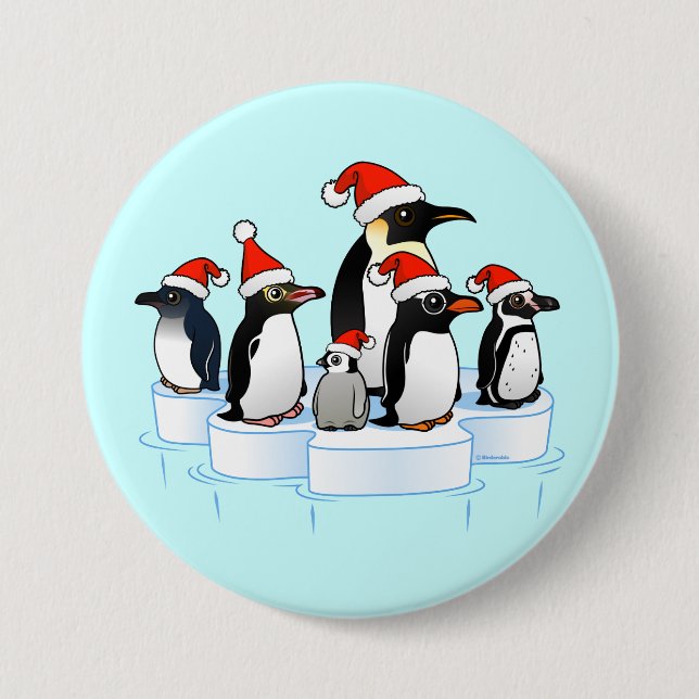 Weihnachtspenguin-Party Button (Vorderseite)