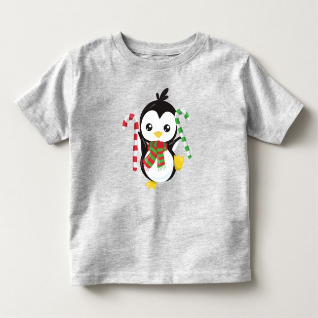 Weihnachtspenguin, Pinguin mit Scarf, Candy Cane Kleinkind T-shirt (Vorderseite)