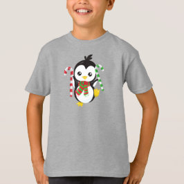 Weihnachtspenguin, Pinguin mit Scarf, Candy Cane T-Shirt