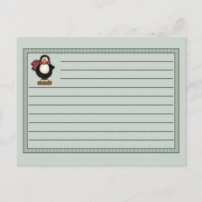 Weihnachtspenguin Rezept Notecard Postkarte (Vorderseite)